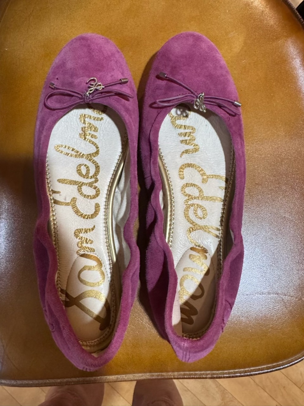 Sam Edelman Magenta Suede Ballet Flats with Bow